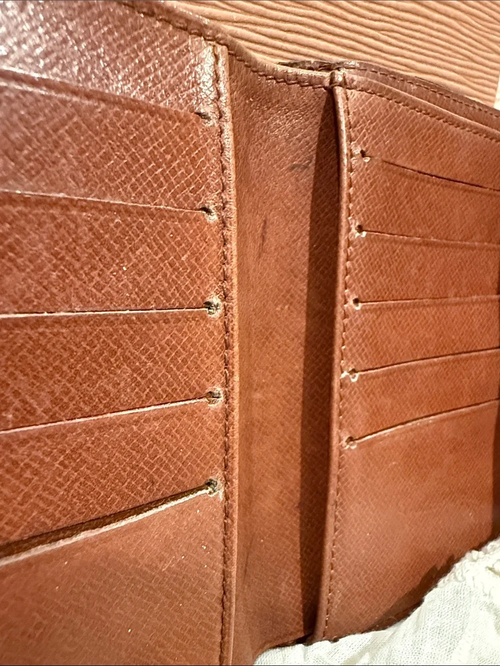 VINTAGE Louis Vuitton Brown & Tan Monogram double side Snap Wallet